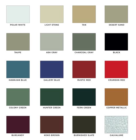 metal house color co|metallic building color chart.